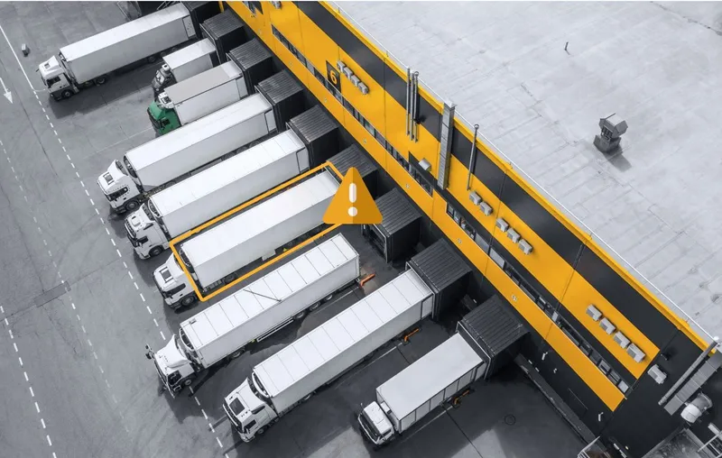 Lorries stand in lot